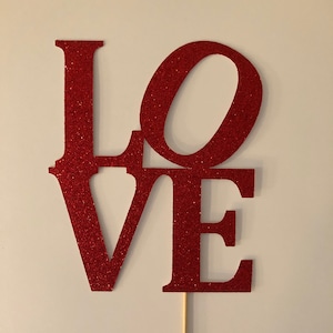 Love Cake topper, Wedding cake topper, Bridal shower cake topper, Glitter Cake topper