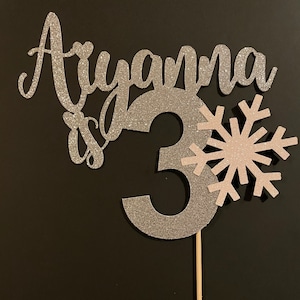 Birthday cake topper, Cake topper, Snowflake Birthday cake topper, winter birthday cake topper