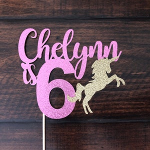 Unicorn cake topper, Unicorn Birthday Cake topper, Birthday cake topper, 5th Birthday cake topper, ANY name ANY age cake topper