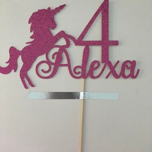 Unicorn cake topper, Unicorn Birthday Cake Topper, Any Age Any One Name cake topper, Glitter Cake topper image 5