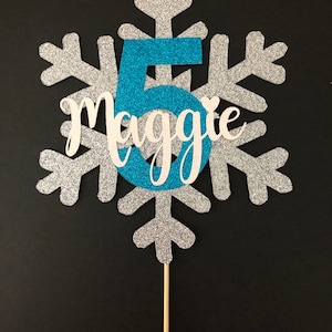 Snowflake Birthday cake topper, Frozen Birthday cake topper, ANY name and age cake topper, Winter Birthday cake topper