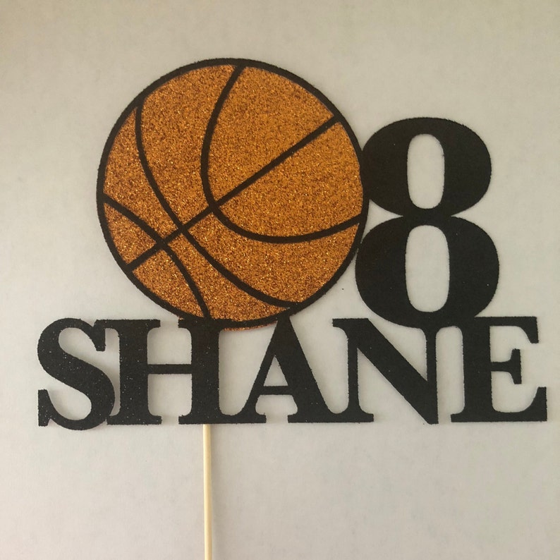 Basketball Birthday cake topper, Basketball cake topper, Birthday Cake Topper, 8th Birthday cake topper, Customize with name and age image 1