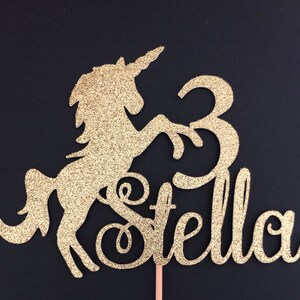 Unicorn cake topper, Unicorn Birthday Cake Topper, Any Age Any One Name cake topper, Glitter Cake topper image 2