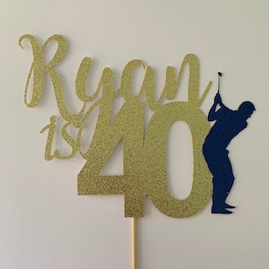 40th Birthday cake topper, 40th golfer Cake topper, Birthday Cake topper, 40th Decor, 40th Birthday, ANY name ANY age cake topper