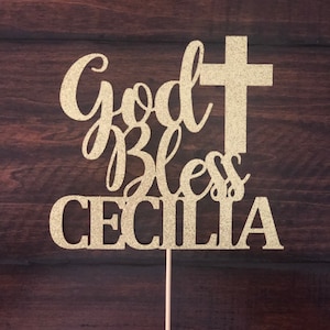 Baptism Cake topper, First Communion Cake topper, God Bless Cake topper, Confirmation cake topper, Any Name Cake topper, Cake topper