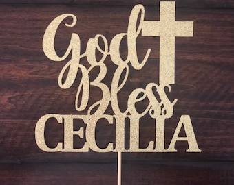 Baptism Cake topper, First Communion Cake topper, God Bless Cake topper, Confirmation cake topper, Any Name Cake topper, Cake topper