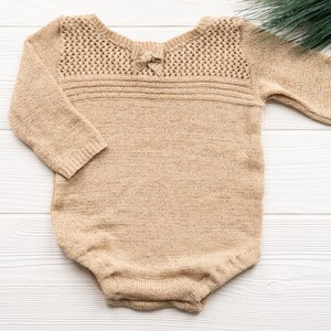 Tan Knit Romper, Sitter Photography Outfit, Sitter Romper