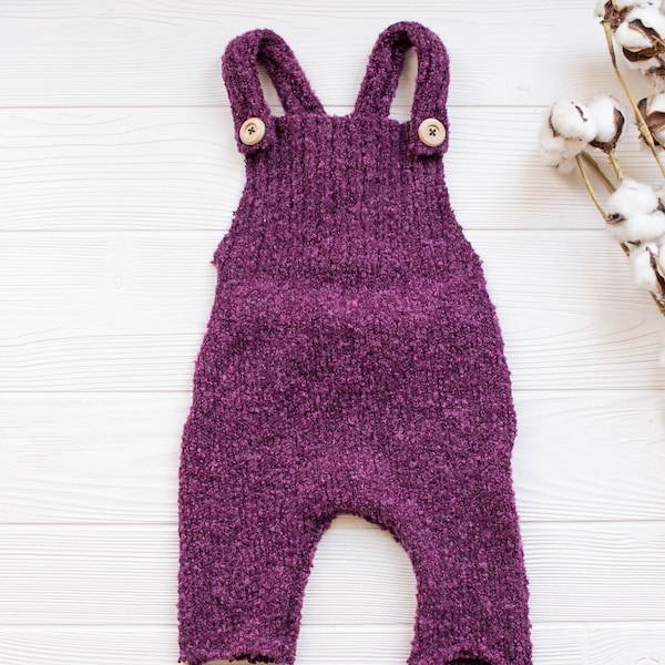 Purple Knit Overalls, Sitter Suspenders and Pants