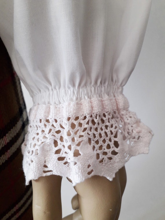 Vintage Austrian Folk Traditional White Blouse Di… - image 3