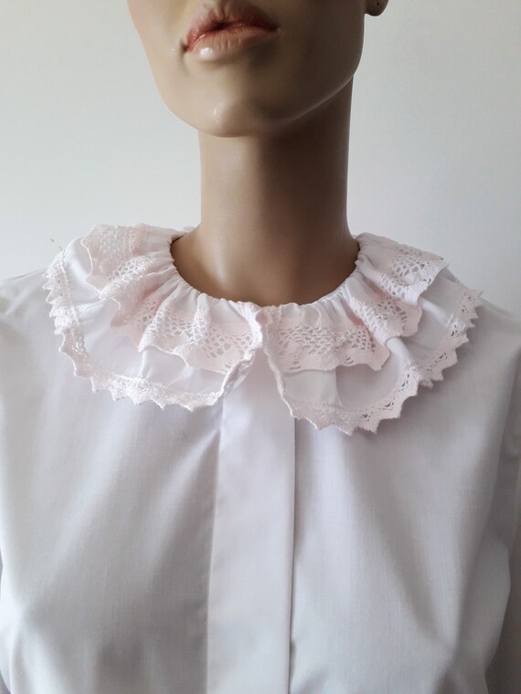 Vintage Austrian Folk Traditional White Blouse Di… - image 2