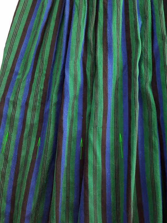 Vintage Trachten style 80s Striped Long Silk Dres… - image 10