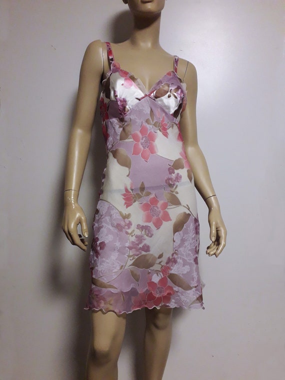 LEONARD Lingerie Silk Chemise Nightgown Floral Pri