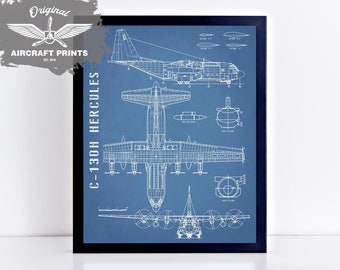 Customizable C-130 Hercules Blueprint Illustration