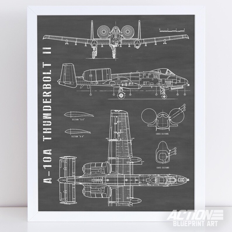 A-10 Warthog Air Force Airplane Decor Blueprint Art Aviation - Etsy