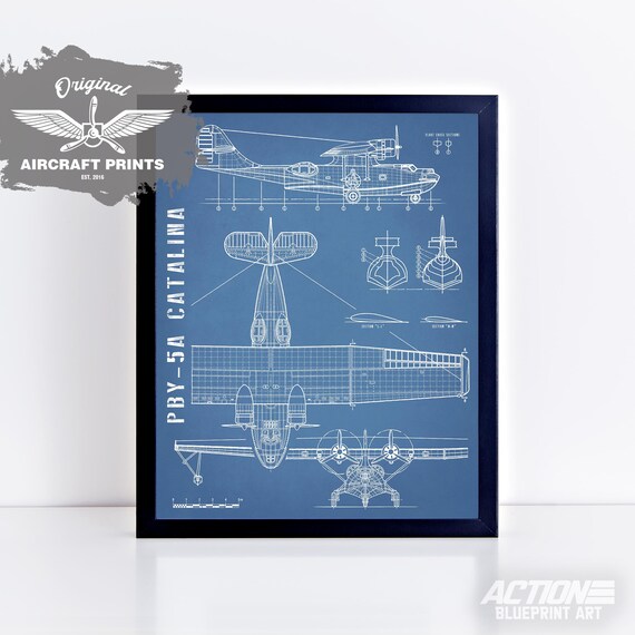 Pby Catalina Vintage Airplane Decor Blueprint Art Sea Plane Patent Print Gift For Pilot Men Dad Boyfriend Him Aviation Art