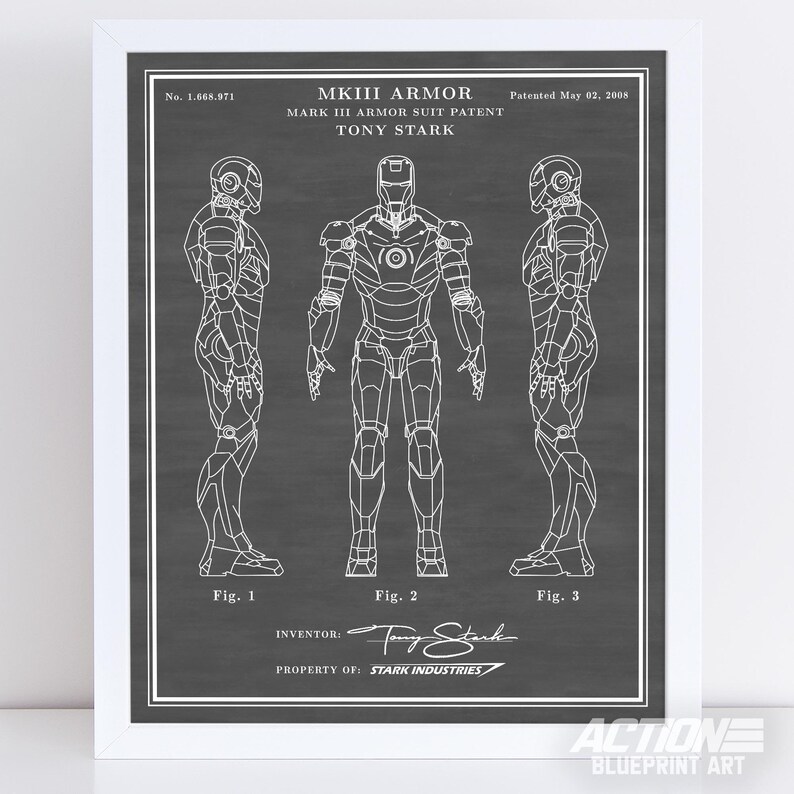 Iron Man Suit Patent Print Stark Industries Ironman Etsy