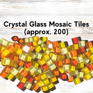 ORANGE & YELLOW Glass Mosaic Tiles 200 ct 3/8 inch | Orange and Yellow Mix of Glass Mosaic Tiles for Colorful Glass Mosaic Tile Project