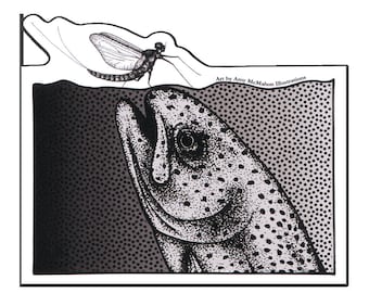 Pegatina de trucha arcoíris en ascenso