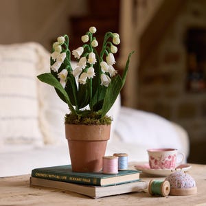 Handcrafted Crepe Paper Lily of the Valley in Terracotta Pot
