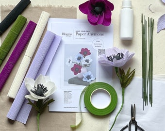 Crea il tuo anemone di carta / Kit fai da te / Fiore di carta / Lavoretti di carta / Regalo unico / Laboratorio artigianale / Laboratorio d'arte / Festa artigianale / Kit fai da te