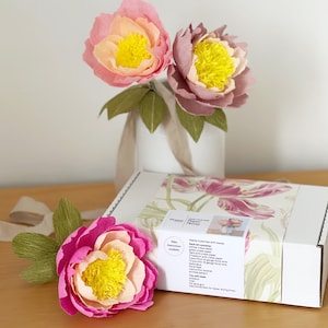 faire votre propre pivoine en papier | Kit d'artisanat | Fleurs en papier | Cadeau unique |  Cadeau pour maman | Atelier artistique | Fête artisanale | Kit de bricolage