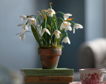 Crepe Paper Snowdrop Plant, First Anniversary Gift
