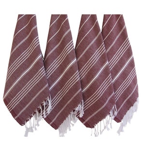 Burgundy Turkish Cotton Hand Towel: Striped Kitchen Dish Towel