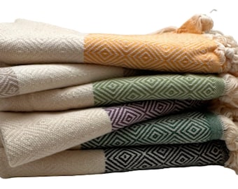 Turkish Cotton Hand Towel: Boho Kitchen Dish Towel, Eco-Dyed