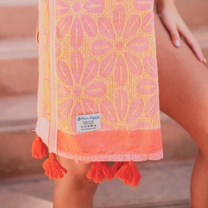 Personalized Turkish Towel, Unique Design With Pom Poms, Beach Towel, Bath Towel, Co Worker Gift, Premium Quality Beach Towel,Christmas Gift