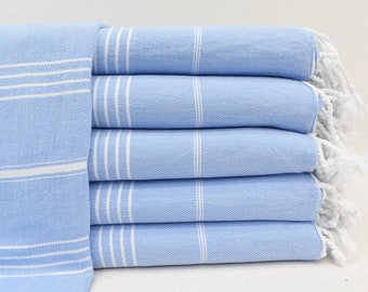Light Blue Turkish Towel, Organic Cotton Towel, Bridesmaids Gift, Easter Gift, Peshtemal,Travel Towel, Beach Towel, Coworker Gift, Bulk Gift