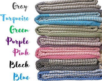 Personalized Towel, Turkish Cotton Throw Blanket, Bachelorette Gift, Turkish Towel, Wedding Favors, Farmhouse Decor, Couch Throw, Boho Throw