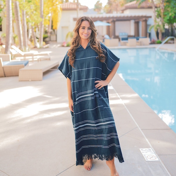 Turkish Towel Surf Poncho, Beach Cover Up for Ultimate Comfort and Quick Drying, Perfect for Surfing, Swimming, and Lounging in Style