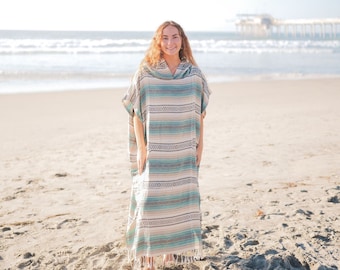 Turkish Towel Surf Poncho, Beach Cover Up for Ultimate Comfort and Quick Drying, Perfect for Surfing, Swimming, Lounging in Style With Hood