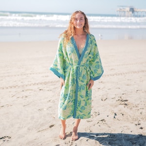 Turkish Cotton Muslin Kimono Robe - Lightweight, Soft, & Elegant Spa Robe for Women, Gauze Bathrobe, Christmas Gift, Summer Robe