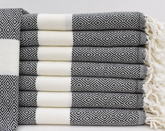 Black Turkish Bath Towel: Organic Cotton Throw, Quick Dry,  Dad Gift