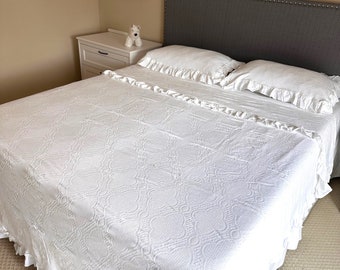 Housewarming Gift Turkish Cotton Bed Cover Set with Lace Shams: Queen King Size, Boho Bedding, Wedding Gift
