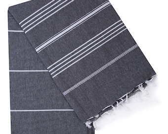 Black Turkish Towel, Beach Towel, Peshtemal, Turkish Bath Towel, Beach Bachelorette Party Favors, Bulk Towel, Coworker Gifts, Bulk Gifts