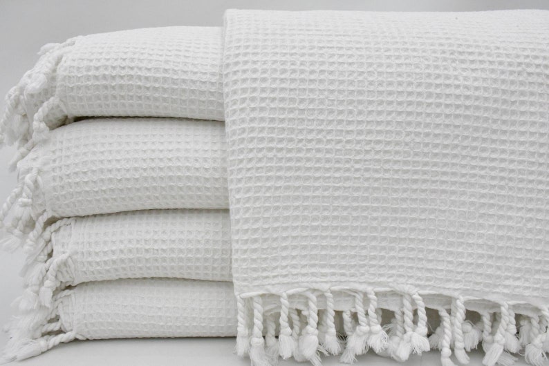 Organic Cotton Waffle Bath Towel, Hand Towel for Bathroom, Bathroom Towel Set, Quick Dry Spa Towel, Turkish Towel Set, Waffle Hand Towel image 1