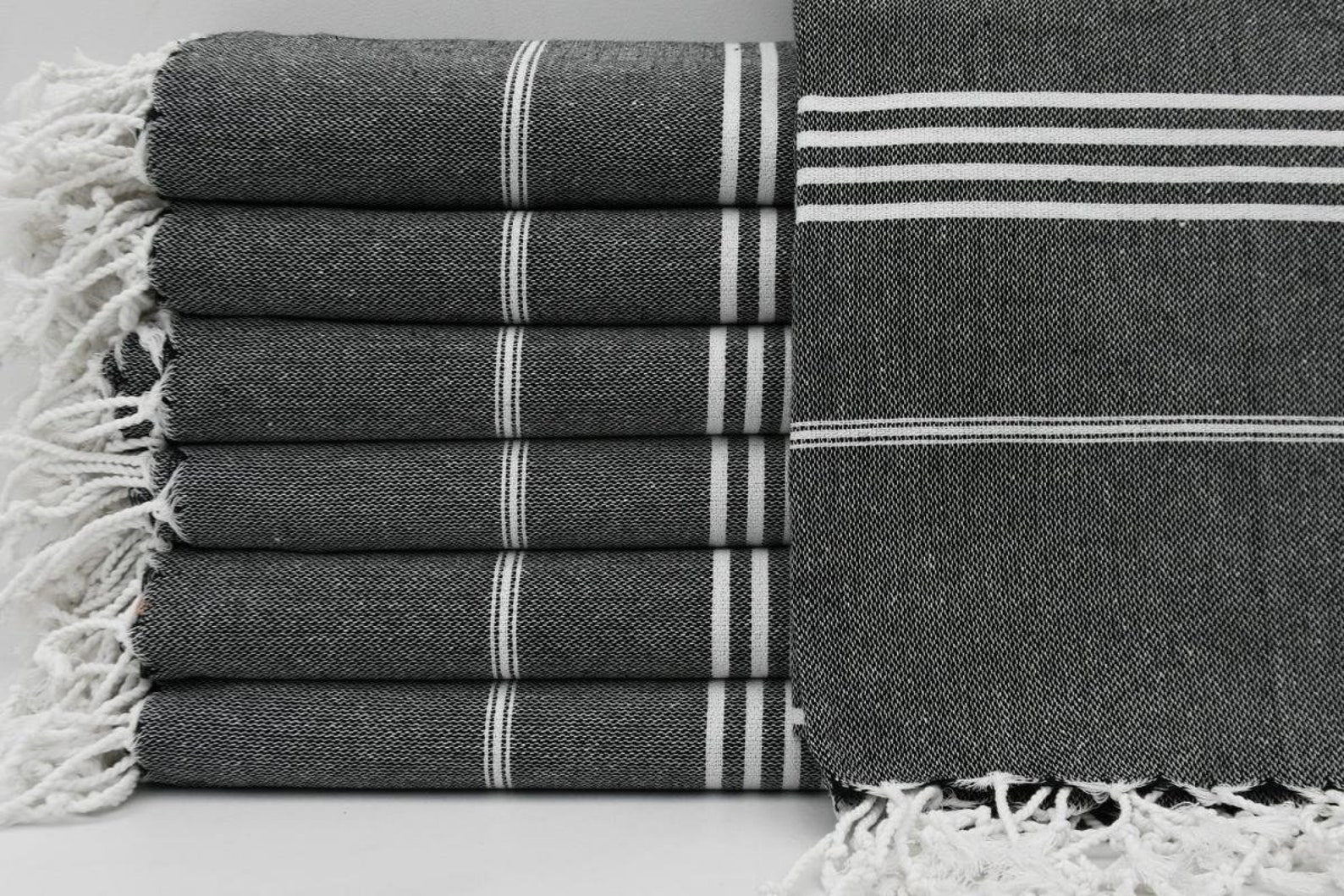 Black Turkish Towel Beach Towel Peshtemal Turkish Bath | Etsy