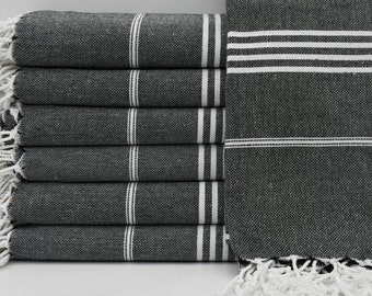Black Turkish Towel, Beach Towel, Peshtemal, Turkish Bath Towel, Beach Bachelorette Party Favors, Bulk Towel, Coworker Gifts, Bulk Gifts