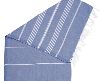Navy Turkish Towel, Organic Cotton Towel, Employee Gift, Co Worker Gift, Bridesmaids Gift, Peshtemal, Travel Towel,Beach Towel,Bath Towel