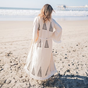 Handmade Boho Festival Kimono, Muslin Cotton Beachwear, Turkish Cotton Muslin Bathrobe, Spa Robe, Morning Robe, Beach Coverup, Muslin Kimono