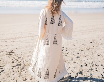 Kimono fait main pour festival bohème, vêtements de plage en mousseline de coton, peignoir en mousseline de coton turc, peignoir de spa, peignoir de bain, tenue de plage, kimono en mousseline