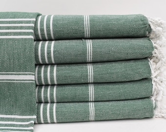 Personalized Gift Dark Green Turkish Towel, Cotton Blanket, Housewarming Gift, Home Decor, Wedding Favor, Beach Bath Towels, Throw Blanket