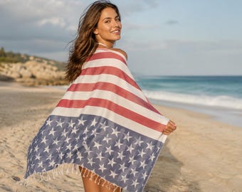 American Flag Turkish Towel: Organic Cotton Beach & Bath