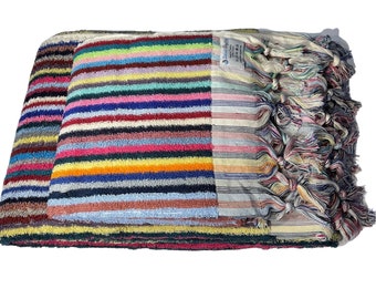 Modern Farmhouse Hand & Guest Turkish Towels - Handmade 2-Piece Stripe Turkish Cotton Towels - Bathroom Decor