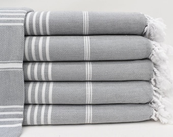 Gray Turkish Towel, Organic Cotton Towel, Travel Towel, Bathroom Decor, Beach Towel, Bath Towels, Bridesmaids Gift,Employee Gift,Bulk Gift