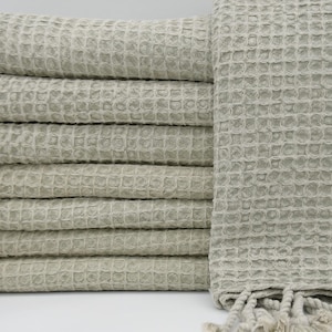 Organic Cotton Waffle Turkish Hand Towel: Beige Peshtemal