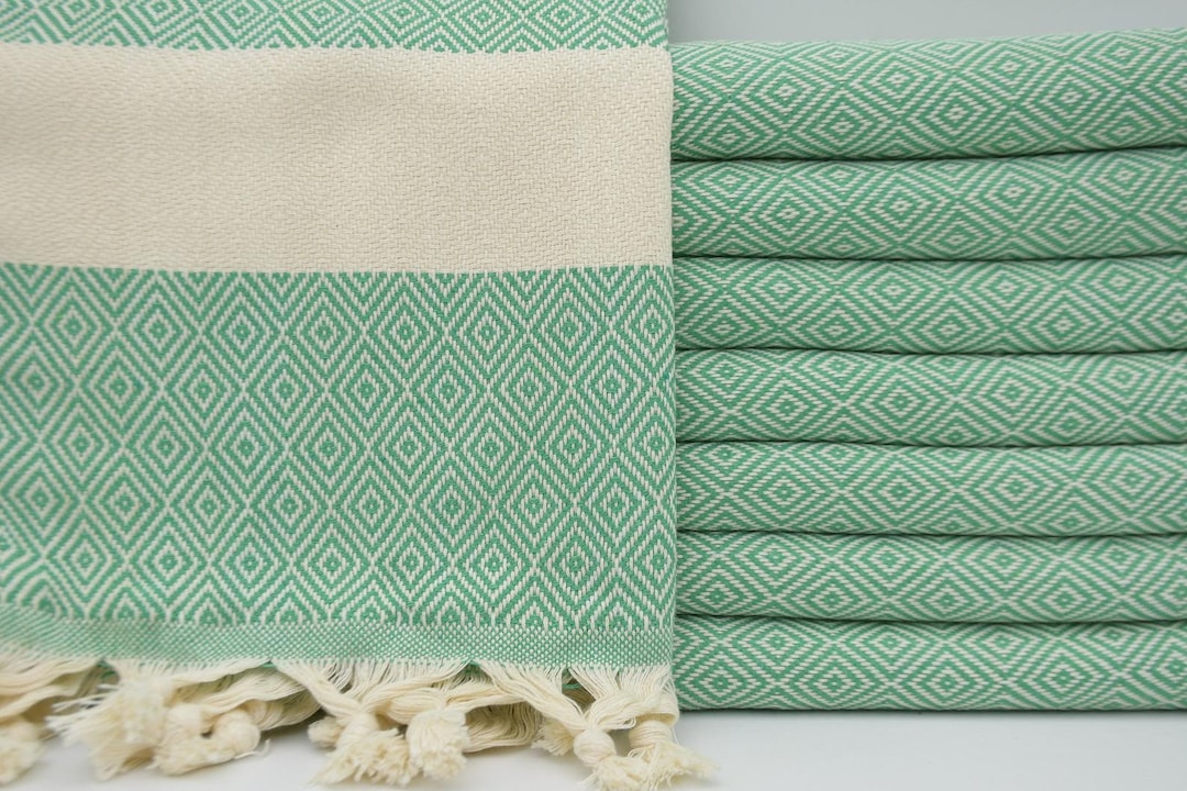 Green Diamond Turkish Towel, Organic Cotton Bath Towel, Bridesmaid Gift ...