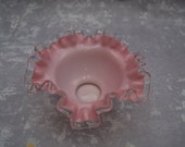 Vintage Fenton Peach Crest Double Crimped Footed Bowl